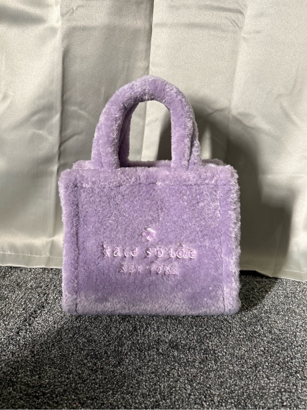 kate spade lavender plush mini tote